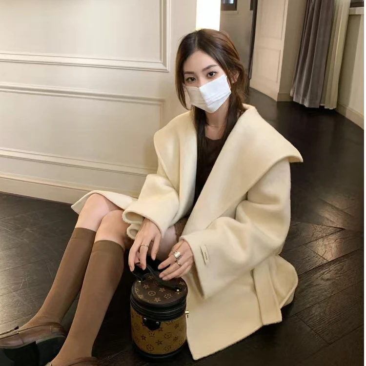 魔女斗篷 羊毛大衣女2024冬季新款 中长款 高级气质双面羊毛外套W