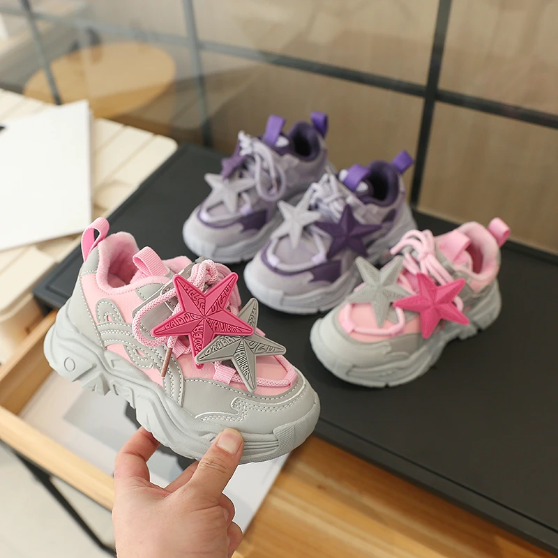 童鞋儿童运动鞋皮面加绒二棉百搭透气2023年新款女童网红鞋子潮