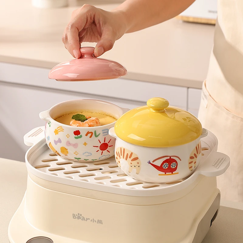 双层可爱蒸蛋碗家用带盖双耳多功能炖蛋碗神器宝宝加热保温辅食碗