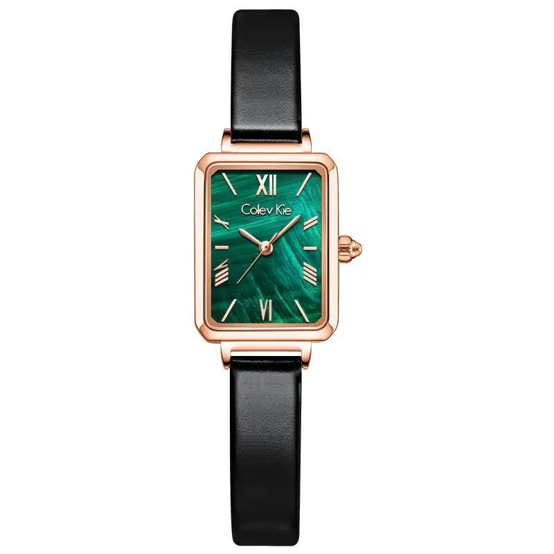 复古小绿表正品Colevkie复古时尚女士腕表防水小方表女款CK8001