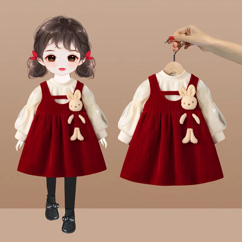 女童洋气连衣裙套装秋季周岁礼服秋冬季女宝周岁礼服裙子0-4岁