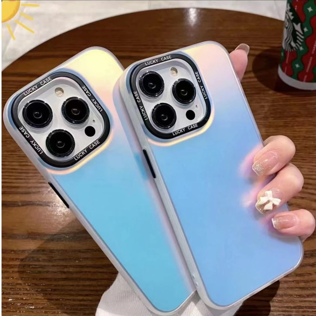 苹果14手机壳13pro镭射12promax透明iPhone11网红渐变xsmax极光