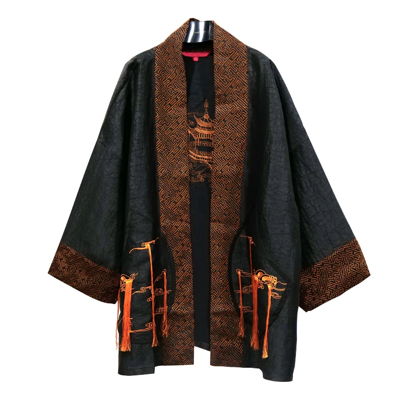 娑尔亭台楼阁回形纹边流苏刺绣短外套SH2SB02313