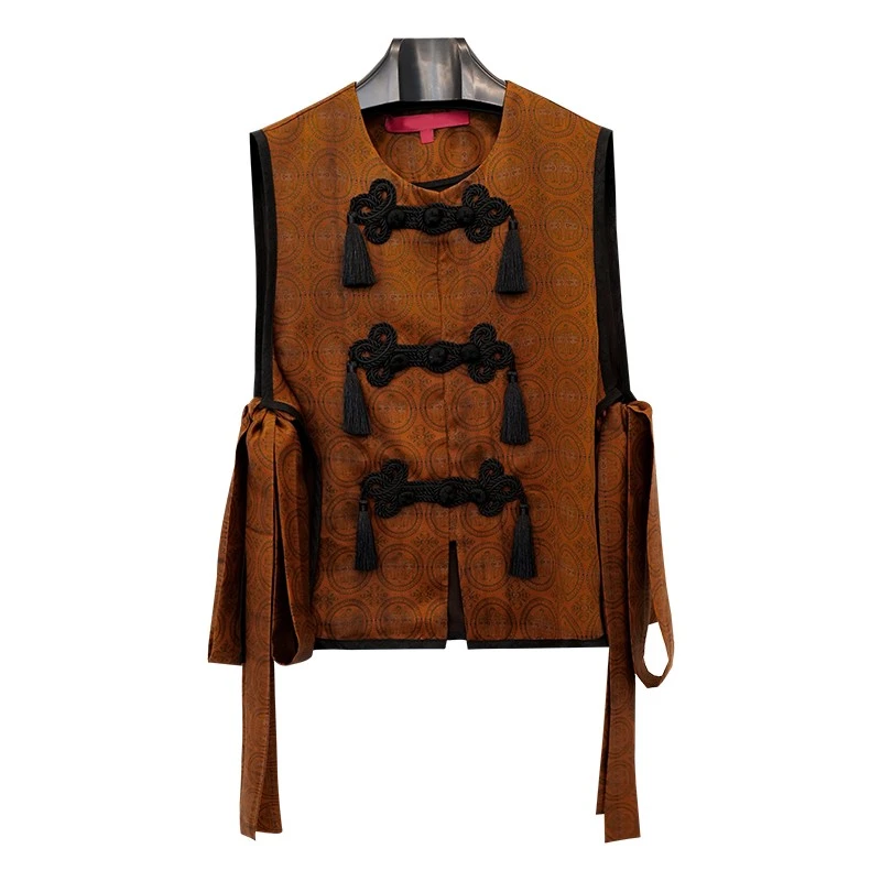 SUOER/娑尔娑尔娑尔桑蚕丝马夹上衣中式复古国风SG1SY01100