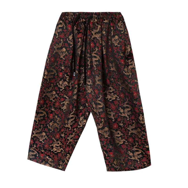 SUOER/娑尔宽松龙凤呈祥织锦缎香云纱裤SH1KB02063