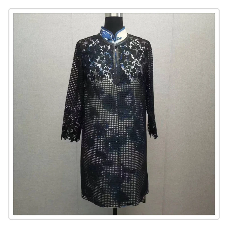 格格品牌   设计师高端黑色蕾丝女士气质中长外搭 G72CL021599