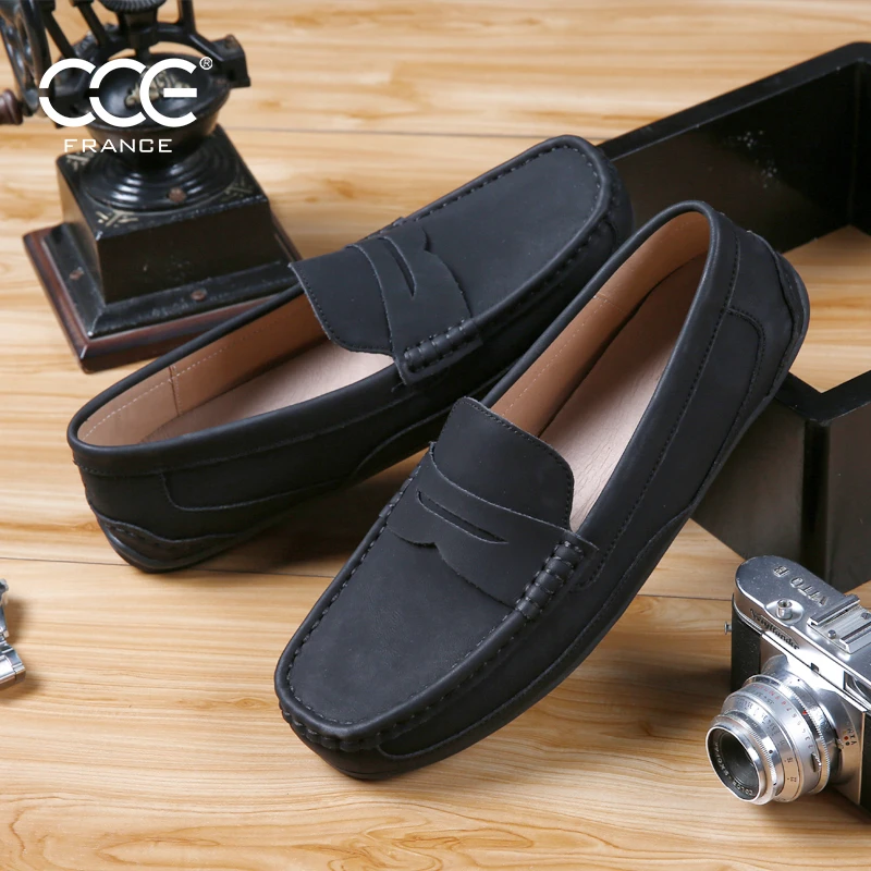 CCE疯马牛皮男女鞋1032复古情侣款豆豆鞋英伦懒人一脚蹬开车鞋男