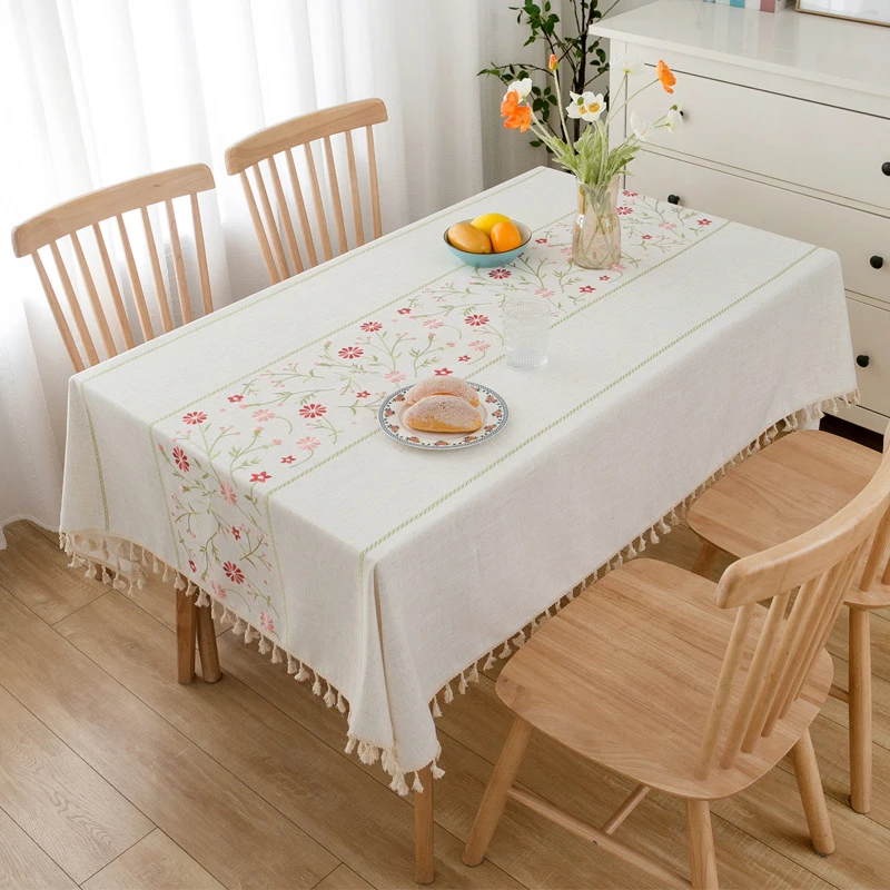 法式小清新田园风桌布布艺棉麻亚麻方桌餐桌布简约茶几野餐台布