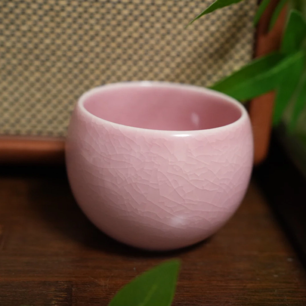 【南瓷轩茶器】冰裂纹嫩粉色蛋杯