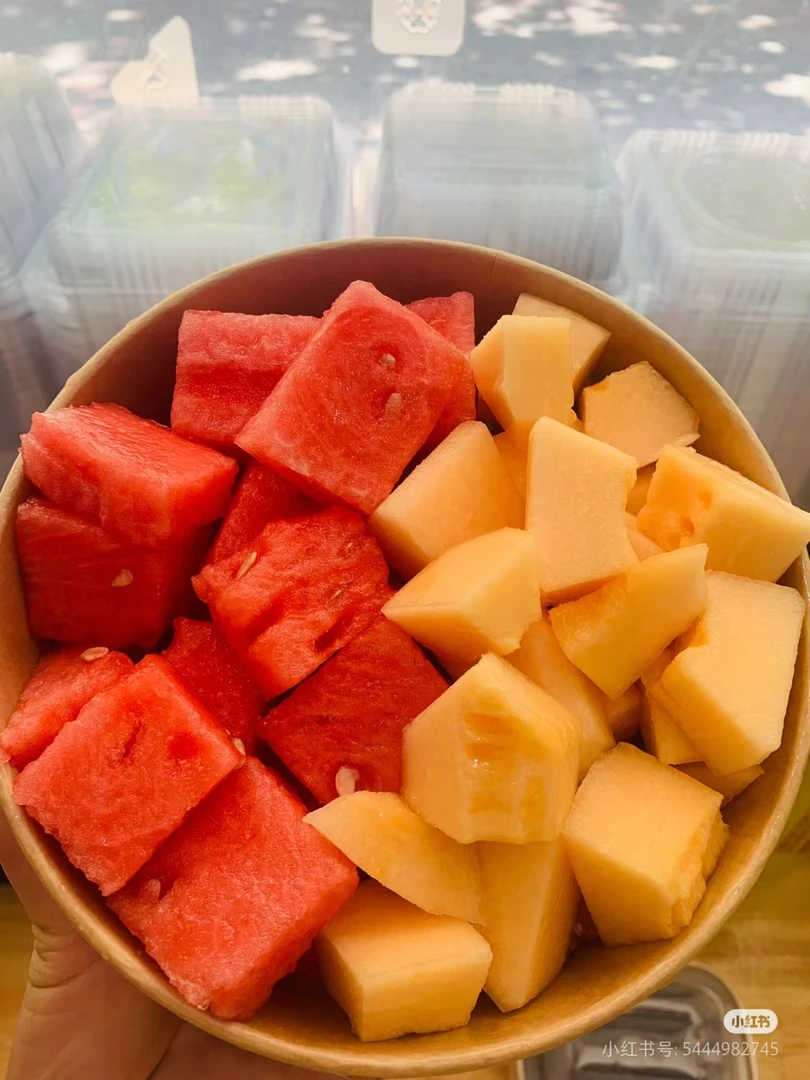 【招牌必点】西瓜哈密瓜双拼500g鲜果切小时达水果鲜果切同城