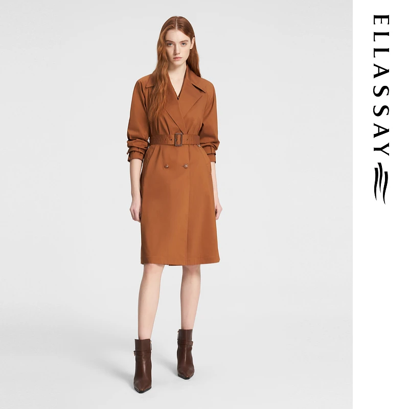 歌力思24秋新雅丹风棉感经典版型通勤软糯舒适风衣女EWE353F00500