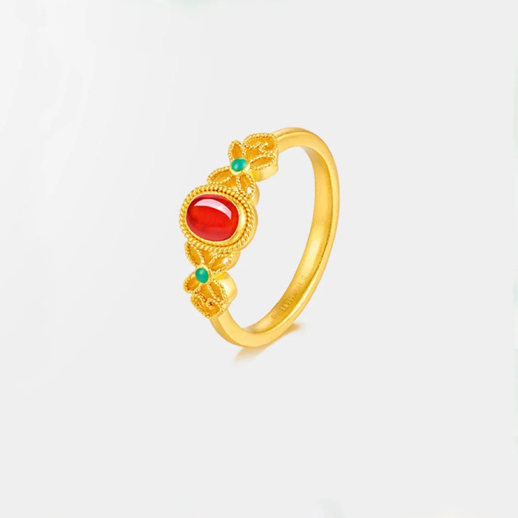 铜合金戒指 新品复古新中式宫廷风戒气质戒指典雅风可调节指环