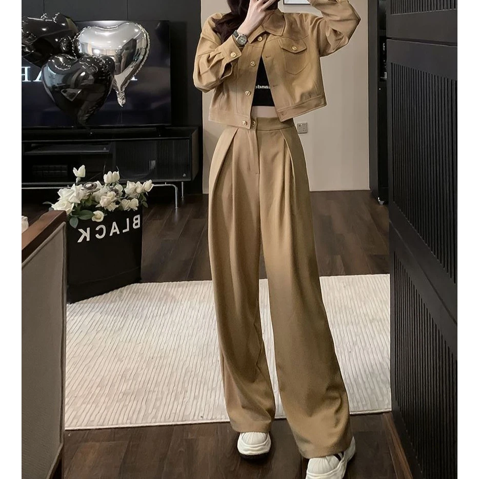 欧货休闲时尚工装运动套装女2025秋季新款高级感外套休闲裤两件套