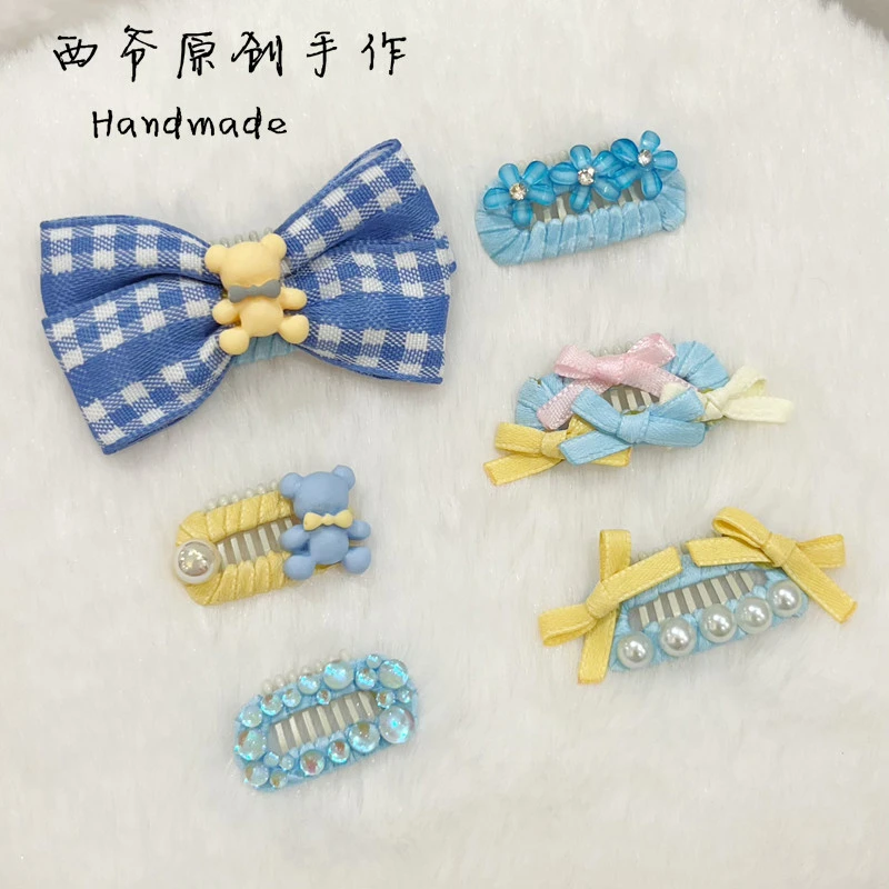 宠物狗狗BB发夹小熊珍珠蝴蝶结迷你碎发夹约克夏马尔济斯西施发饰