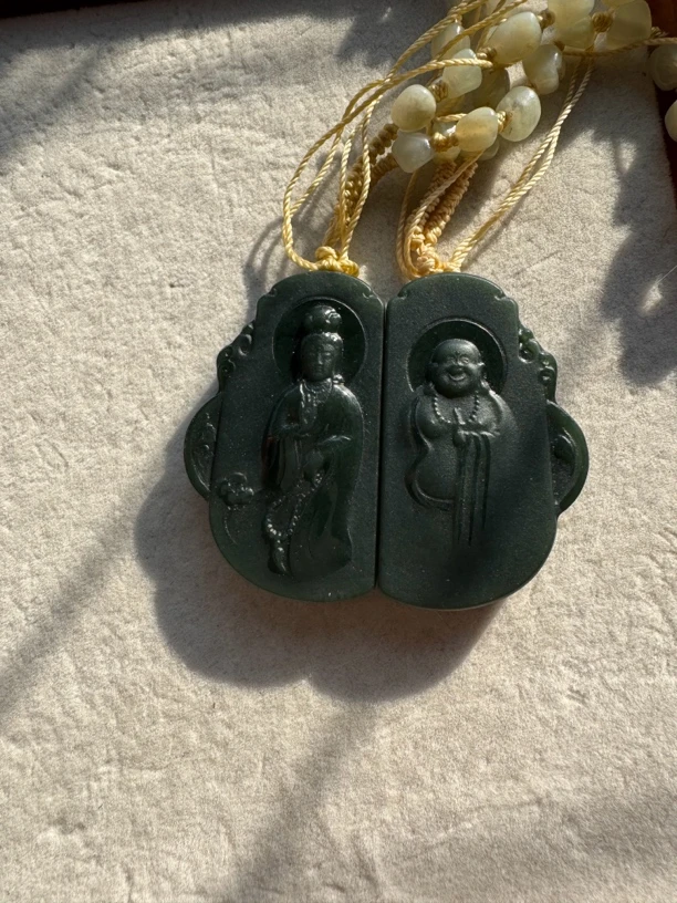 新疆塔青和田玉队佩佛公观音（男女老少皆可佩戴）