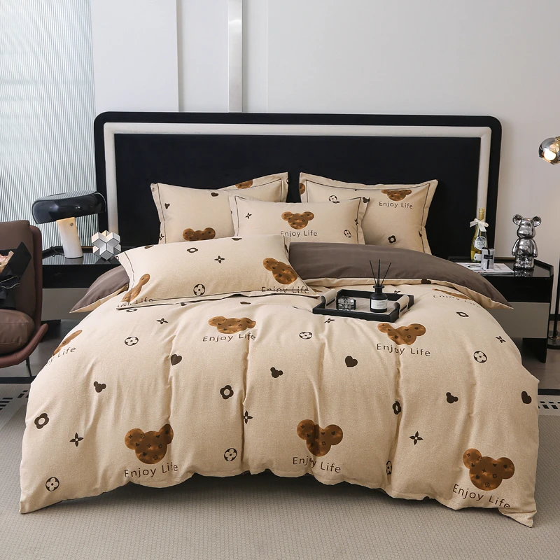 【静居】春季新品 加厚斜纹棉 亲肤透气轻奢四件套印花简约床品套件