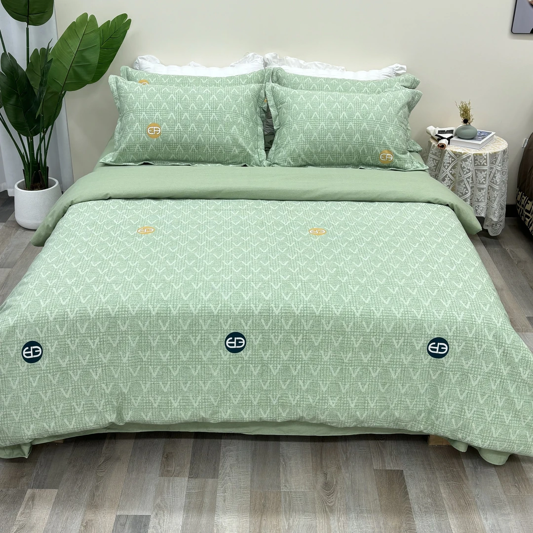 【静居】春季新品 纯棉 斜纹 亲肤透气轻奢四件套印花简约床品套件