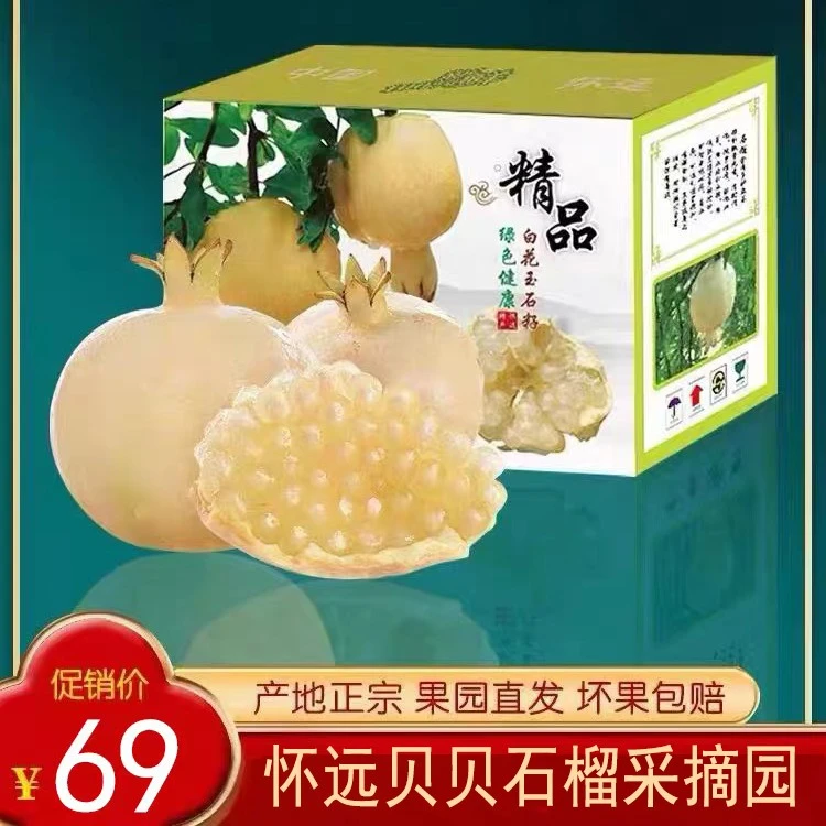 （贝贝榴坊）怀远百年老树白花玉石籽石榴新鲜采摘5斤/10斤礼盒装