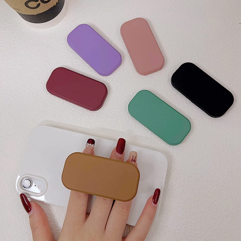 简约纯色背贴手机支架创意懒人桌面折叠推拉支架手机指环扣支架