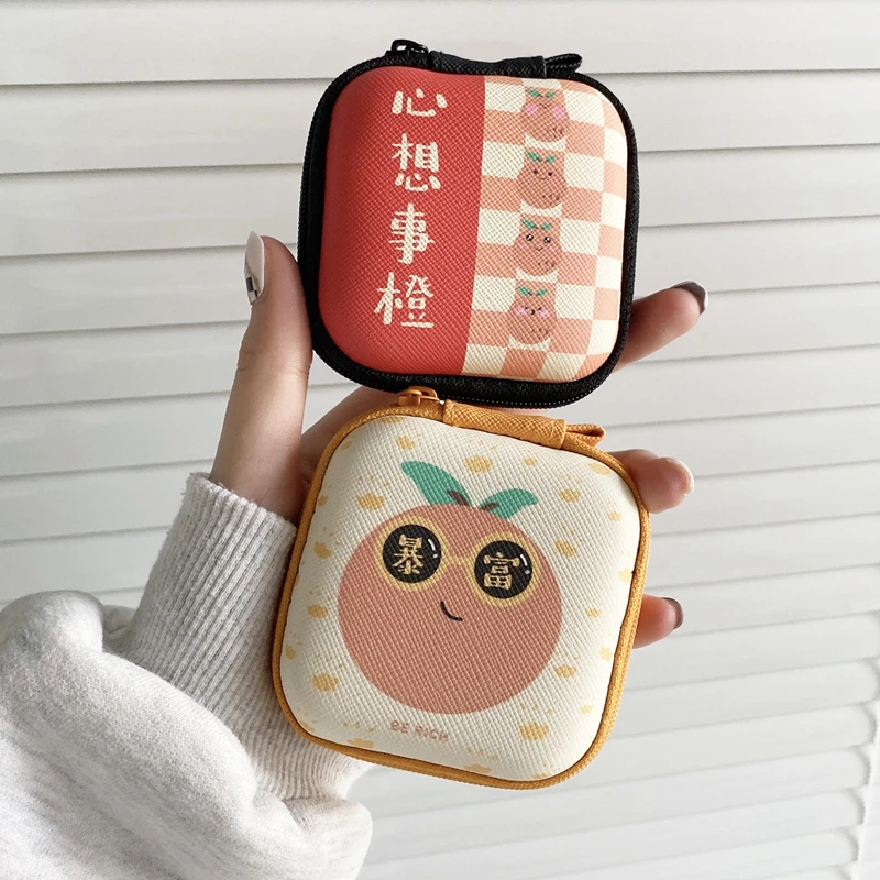 迷你耳机包可爱卡通数据线充电器U盘防震收纳包零钱钥匙便携盒子