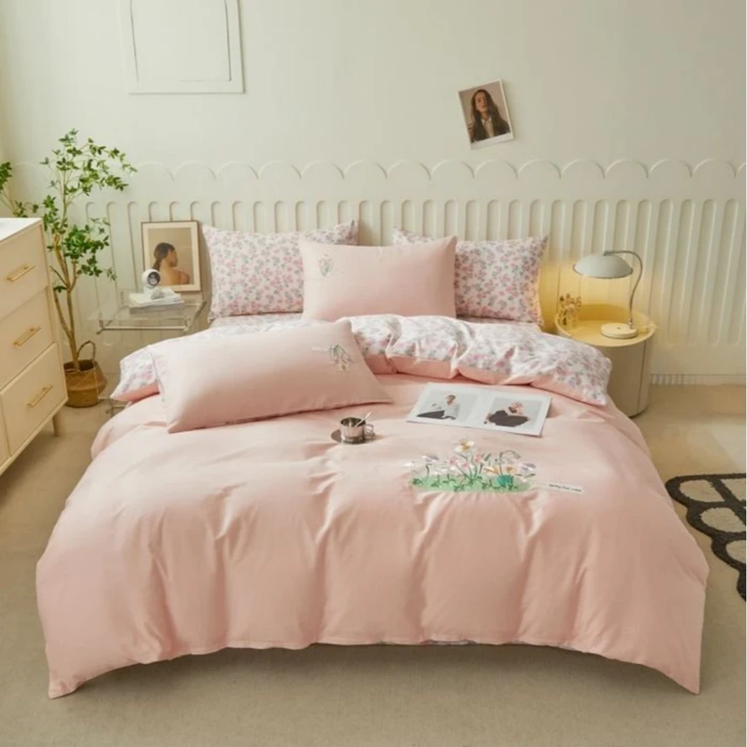 【高货清仓】高端超柔活性印花刺绣纯棉四件套-嫣紫萝蔓/剪标软包