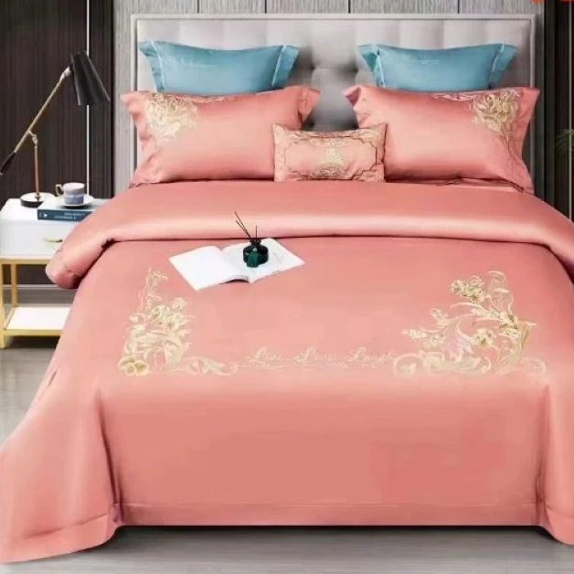 【高货清仓】高端超柔欧式绣花刺绣全棉四件套-罗马恋曲/粉玉
