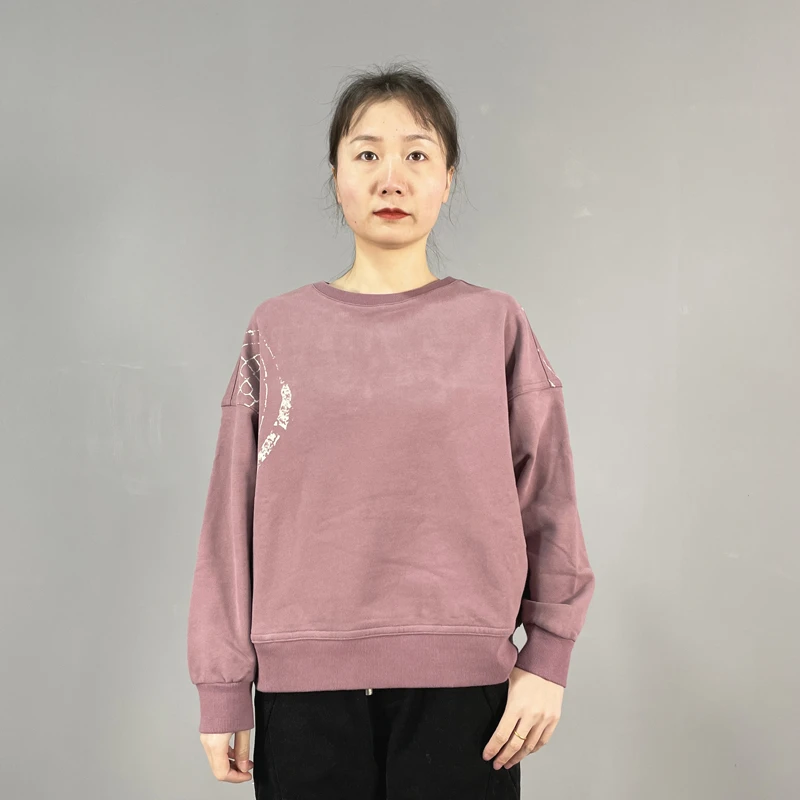 J女装瑕疵品521125圆领卫衣休闲风通勤宽松时尚印花加绒潮流常规