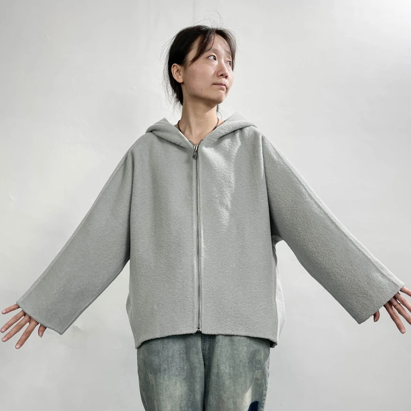 女装瑕疵品2211201 短款毛呢外套宽松保暖休闲时尚舒适通勤百搭款