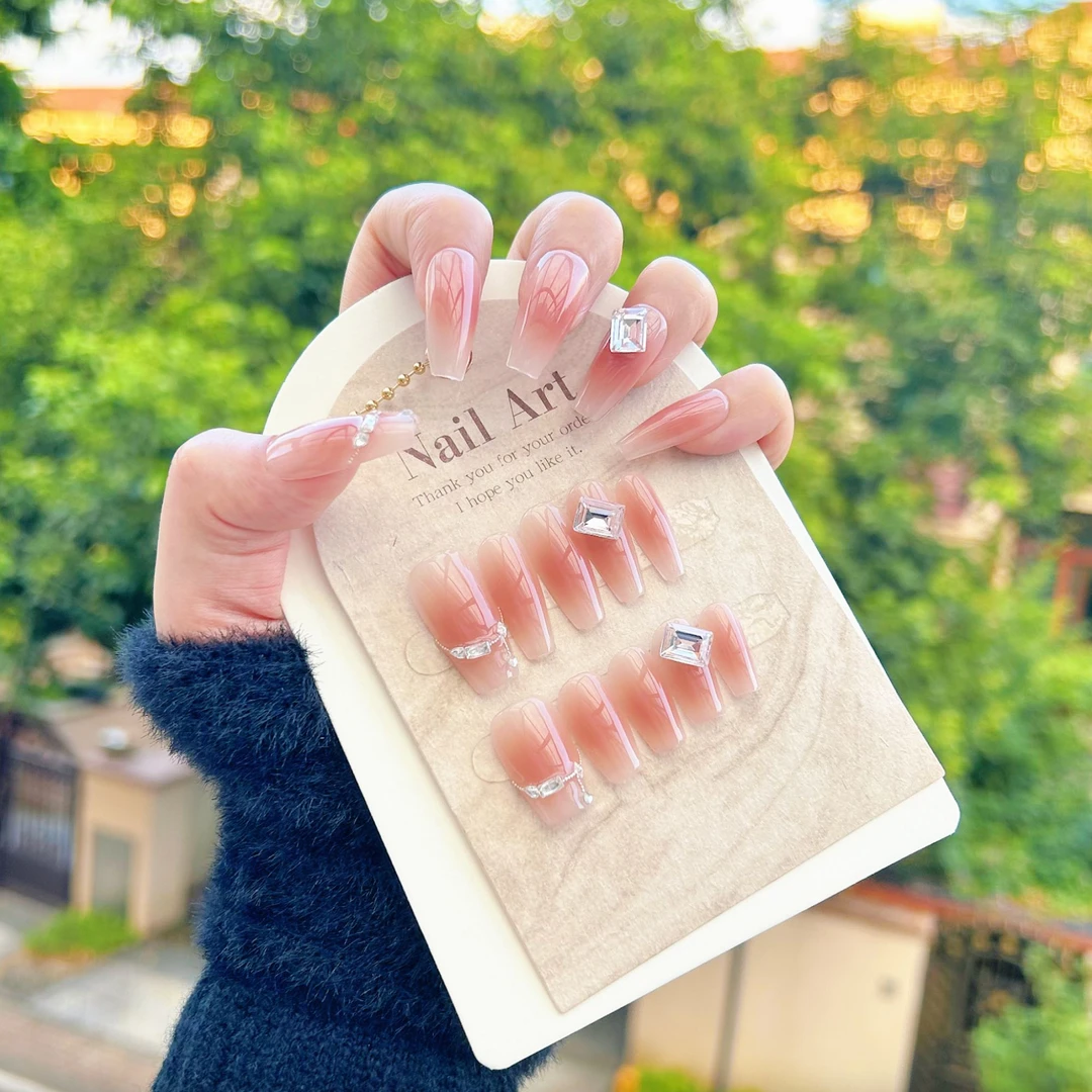 【樱花芝士酪】奶气质显白贴钻裸色纯手工可拆卸穿戴甲甲片纯欲腮红
