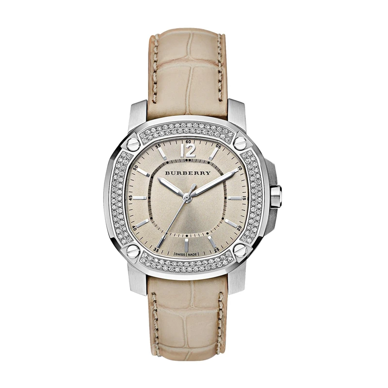 【莎千墨专属】Burberry博柏利香槟色镶钻表盘石英女腕表BBY1400