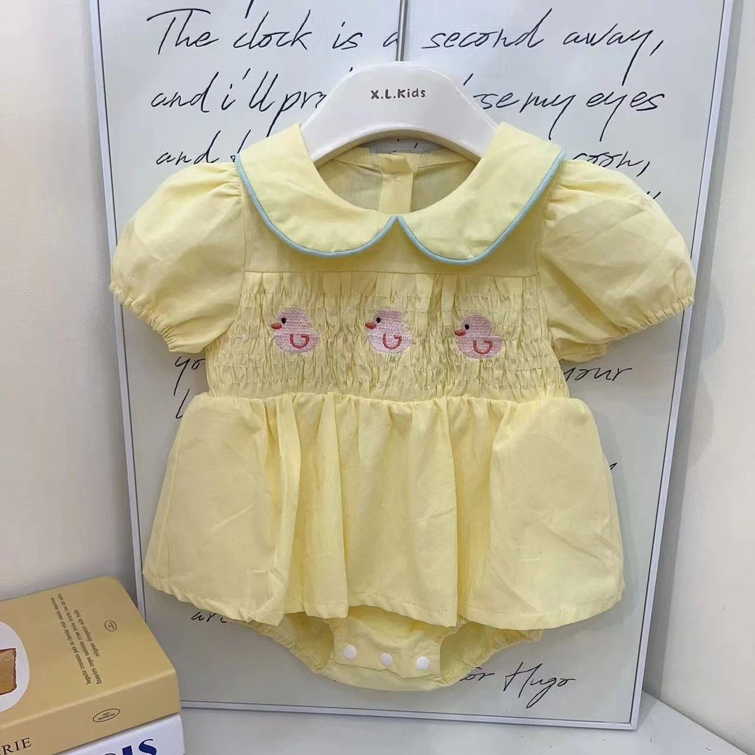 【奶黄小鸭】女宝宝夏季新款纯棉可爱卡通小黄鸭包屁裙韩系婴童包屁
