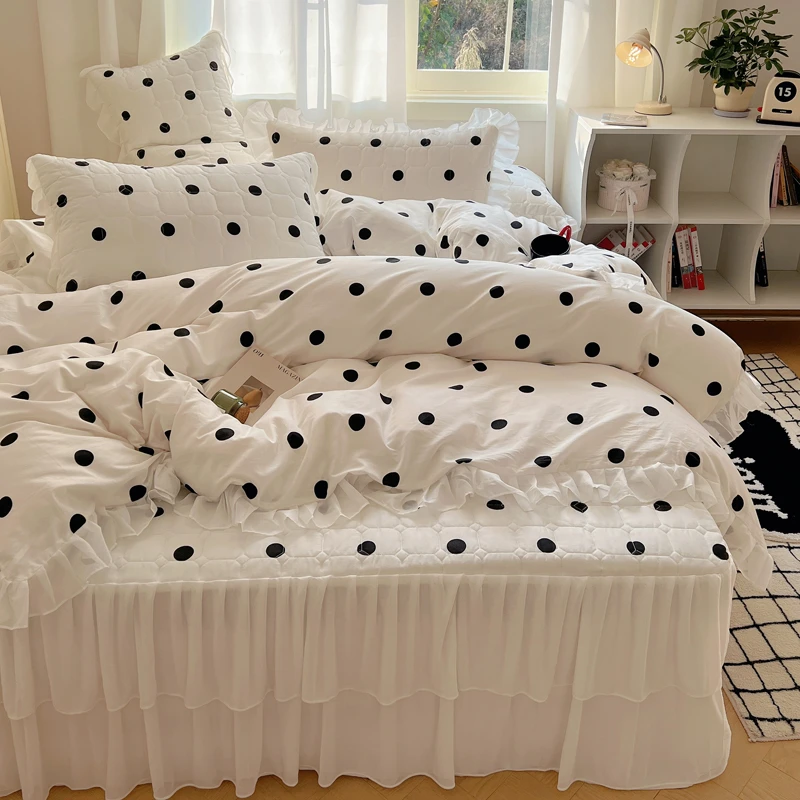 舒适亲肤夹棉床裙款套全棉加厚网红公主风单人床上用品韩版小清新