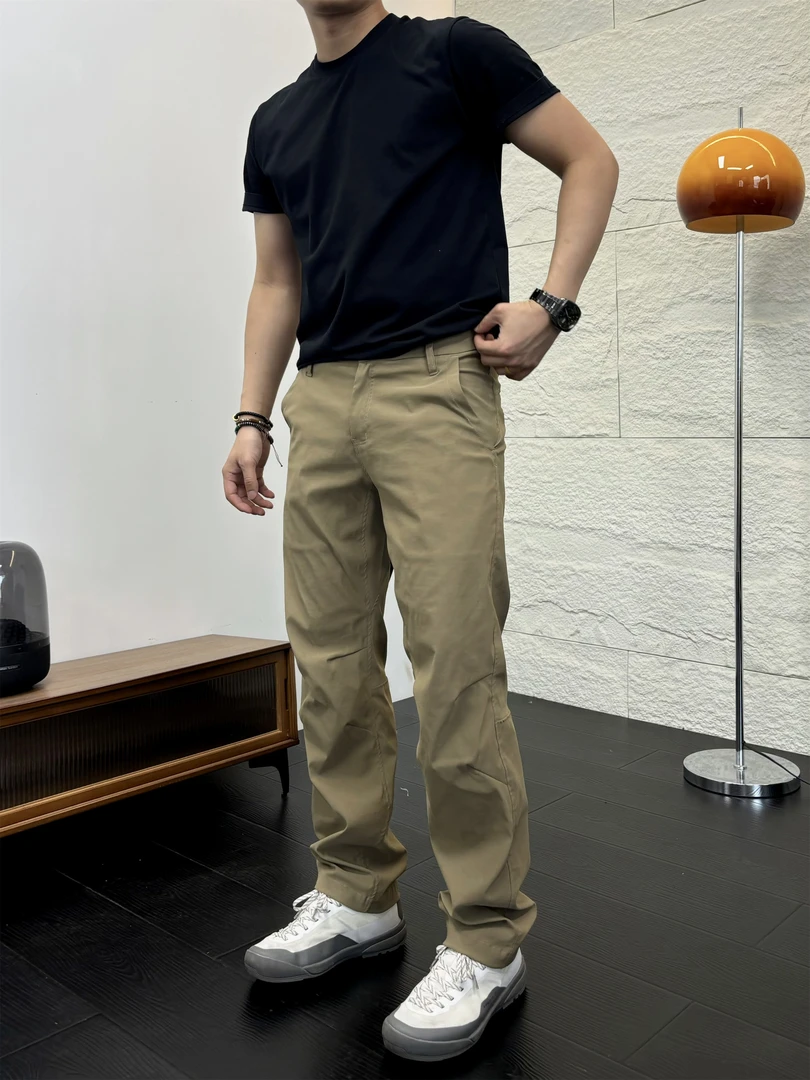 SOS夏季纯色微弹直筒休闲裤立体裁剪拼接长裤基础透气百搭工装裤