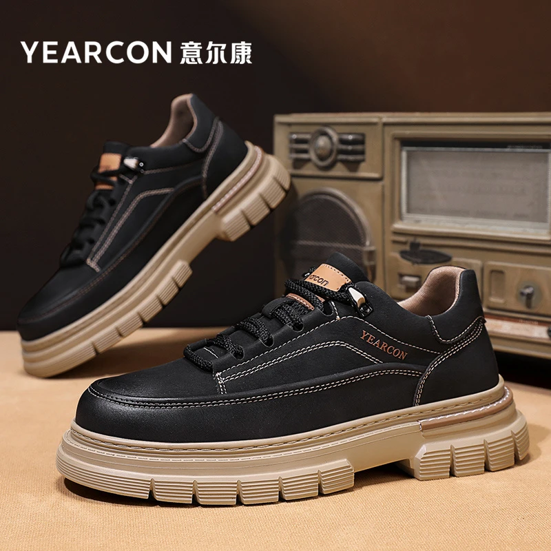 YEARCON/意尔康正品新款男士百搭时尚低帮厚底休闲板鞋复古户外