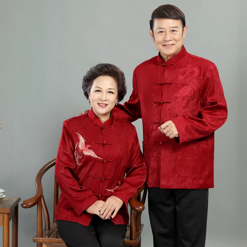 日常情侣唐装男女春秋外套中国风喜庆高档秋冬加绒中式上衣礼服