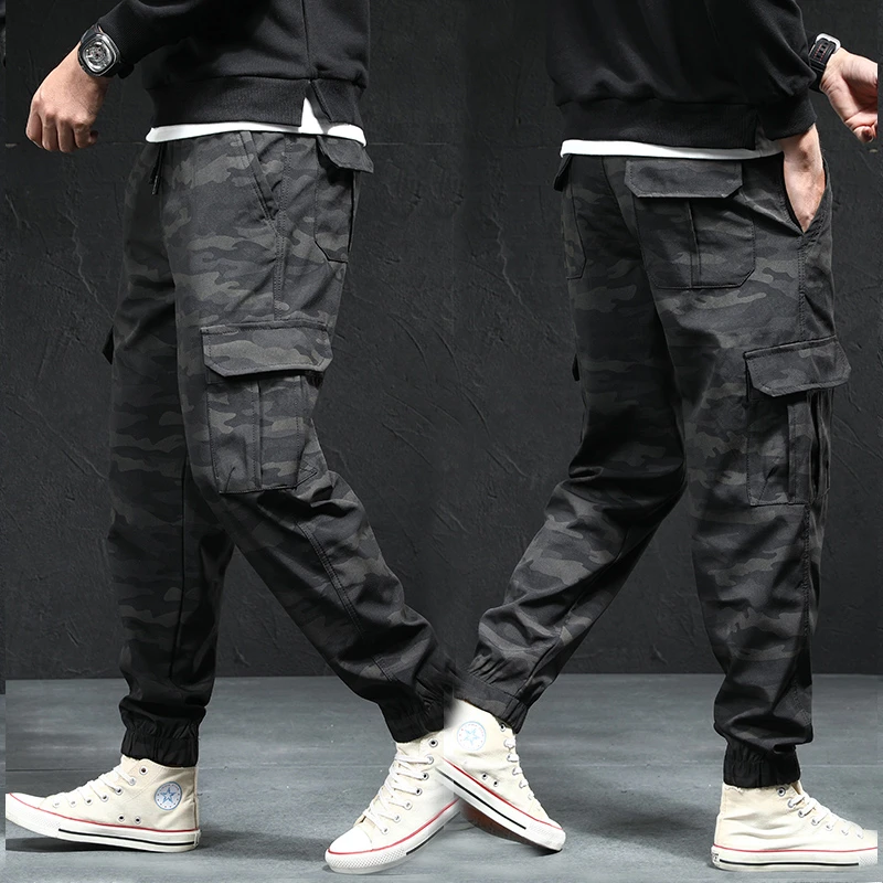 户外工装裤男夏季薄款多口袋休闲裤束脚裤大码速干工作长裤春秋
