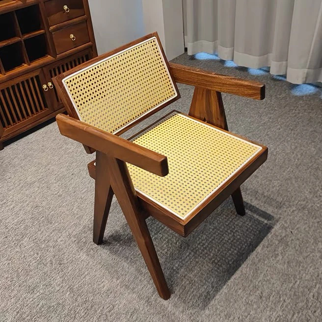 北美黑胡桃木北欧风格昌迪加尔家用阳台简约复古餐椅休闲椅