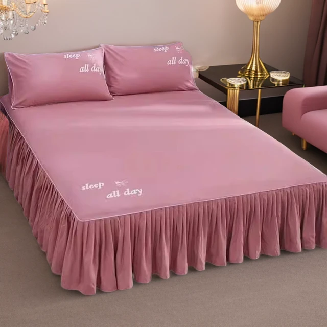席梦思床裙式床罩纯色韩版防滑床罩床亲肤保护套1.5m1.8m2.0m床笠