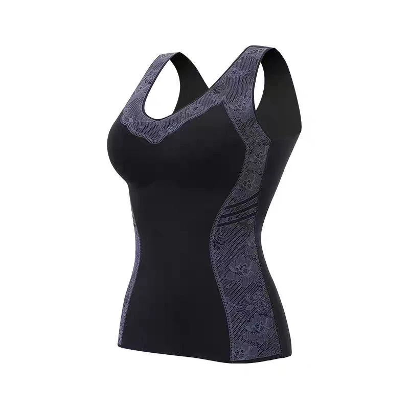 YXJ-3366-四色V领保暖自带胸垫修内衣