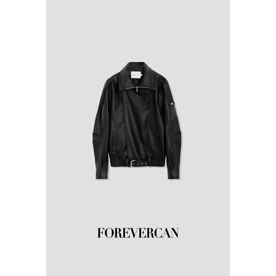 FOREVERCAN“瓦尔德斯”客定高蛋白皮机车风夹克皮衣外套 SC22085
