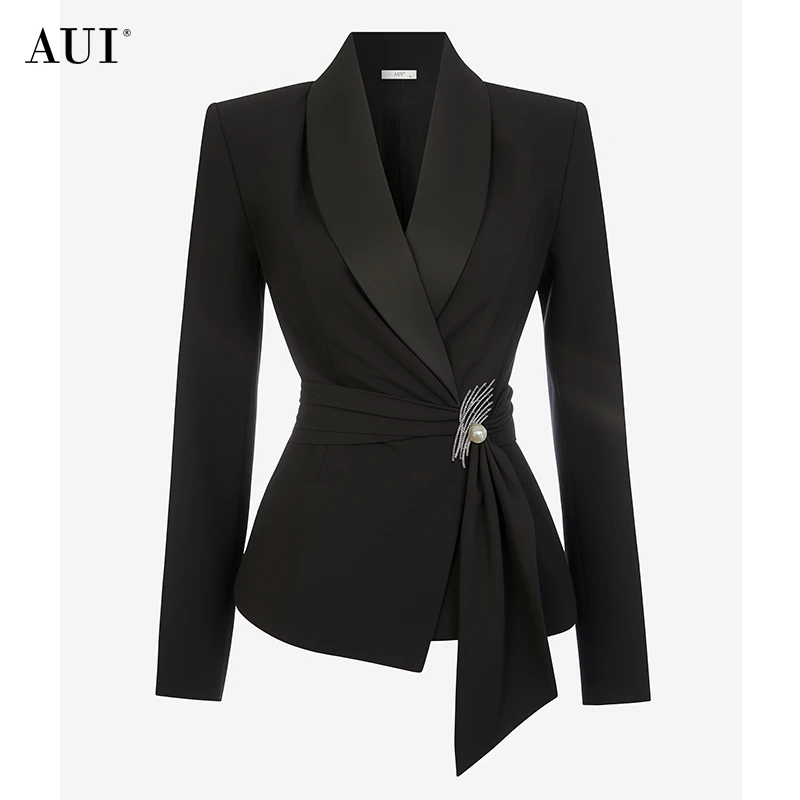 【媛媛女王专享】黑色气质职业设计感修身西装外套-24W045827