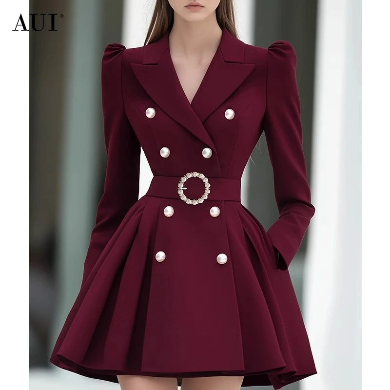 【白姐专属】AUI安可拉红学院风收腰西装裙西服外套-24W045776