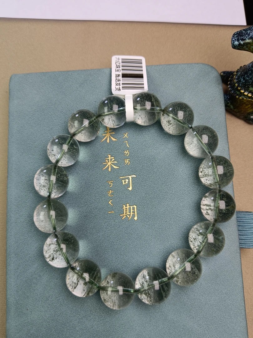 天然浅翠巴西绿幽灵手串白搭 多样性发其一