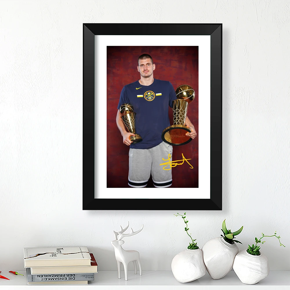 掘金约基奇FMVP实木相框约老师签名海报挂墙壁画酒吧装饰摆台摆件