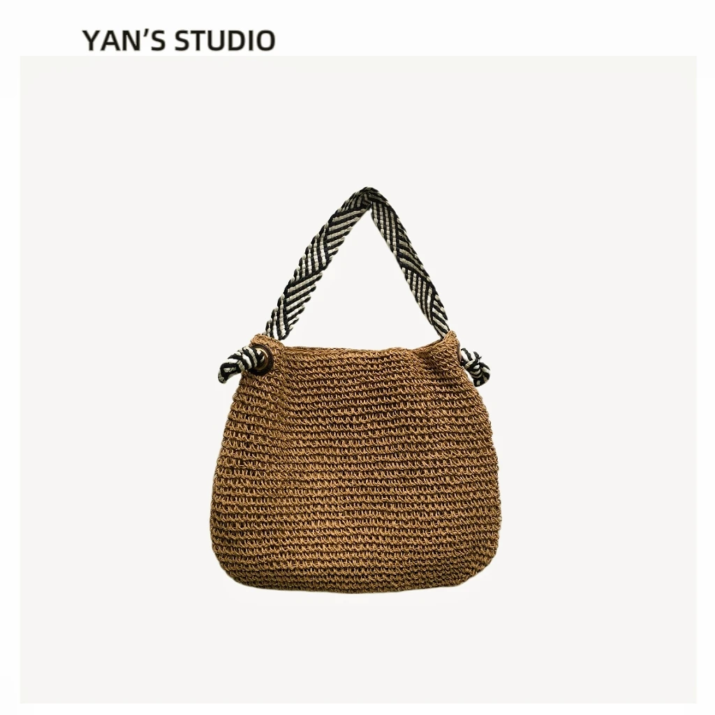 2024新款女士手工编织时尚百搭复古单肩手拎草编包