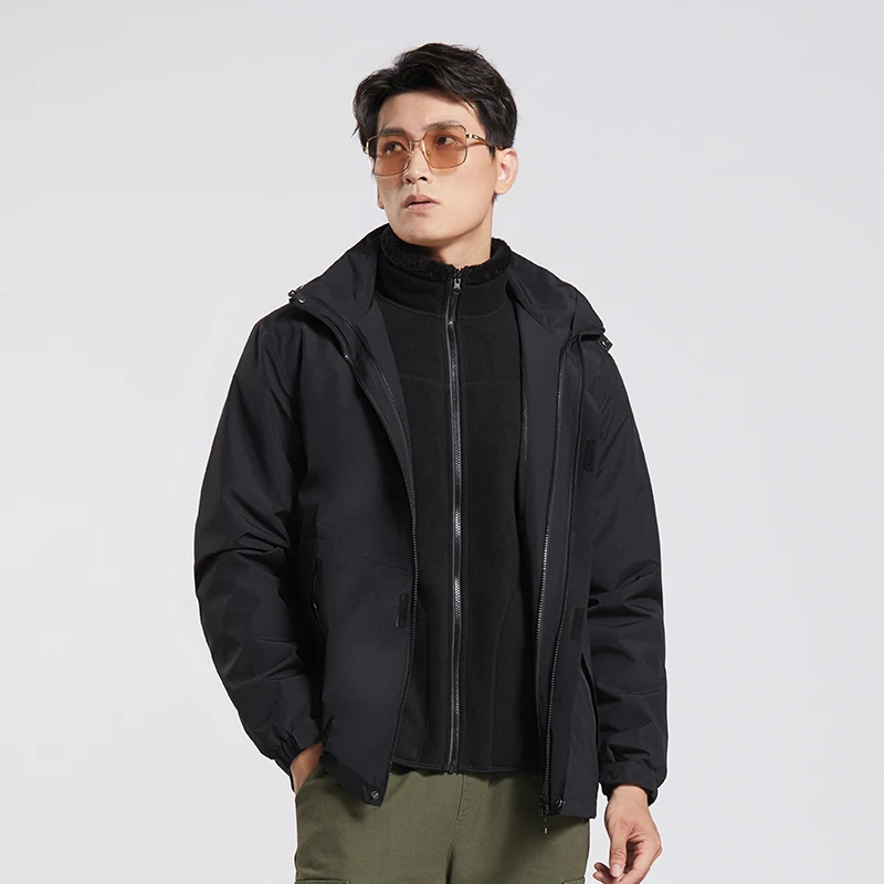 2023冬季宽松加厚外套棉服保暖三合一可拆卸防水风衣冲锋衣两件套
