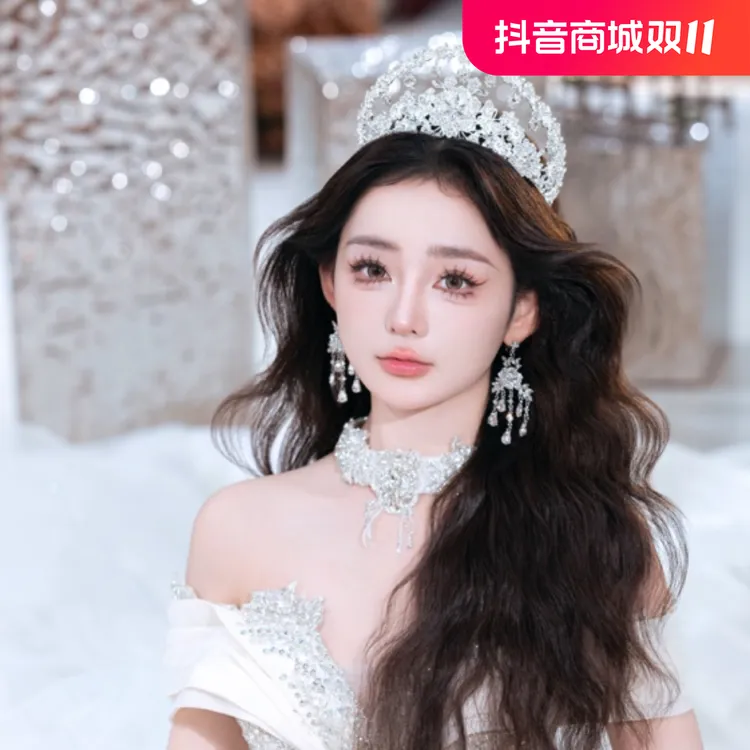 南一新款全镶钻新娘主婚纱灵动造型百搭款皇冠