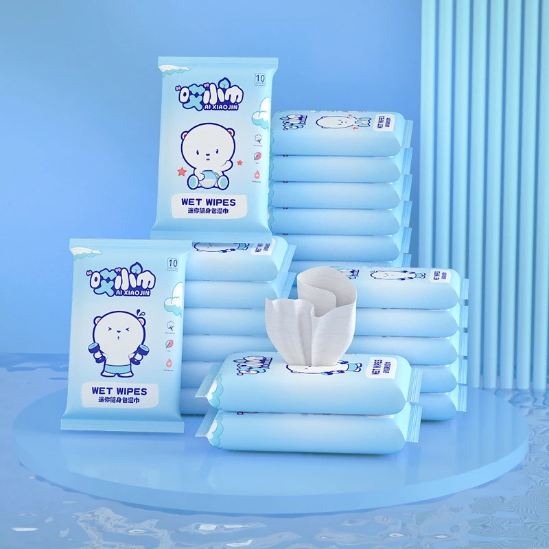 【10片装】手口清洁湿巾湿纸巾一次性无纺布湿巾纸