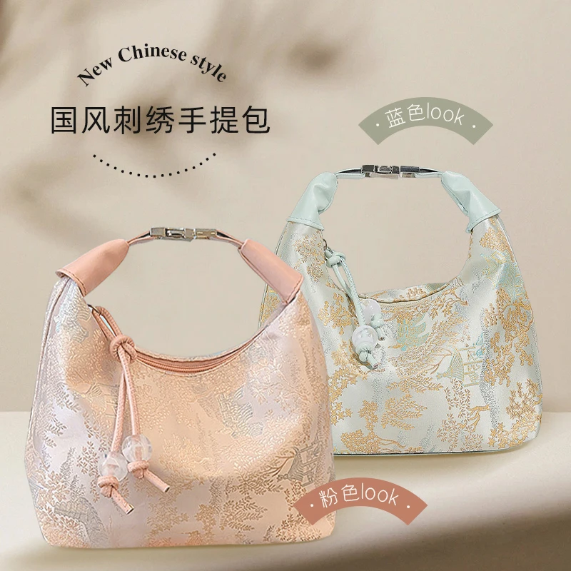 新中式国风复古百搭提花手提包女士时尚包包