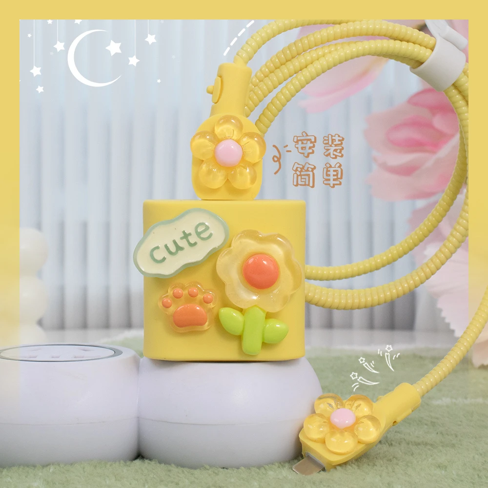 适用华为pura70pronova12数据线绕绳荣耀100卡通充电器保护套100W